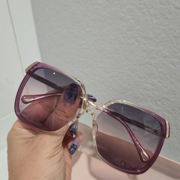 Chloe Purple and Gold Sunglasses - Picture 1 of 4